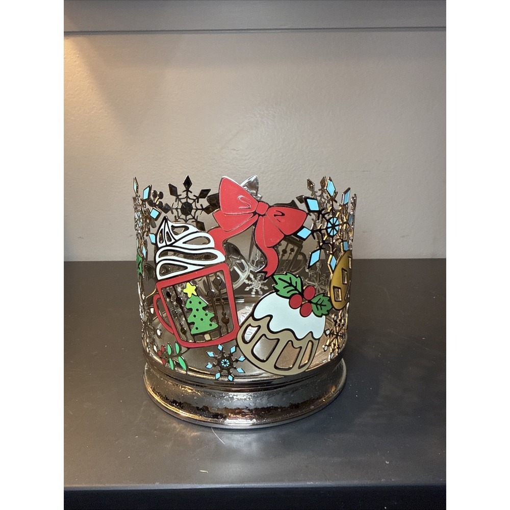 Bath‎ & Body Works Holiday Tea Party Christmas 3 wick Candle Holder Sleeve